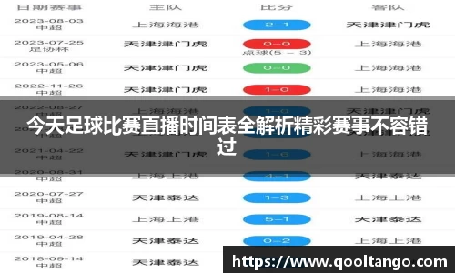 今天足球比赛直播时间表全解析精彩赛事不容错过